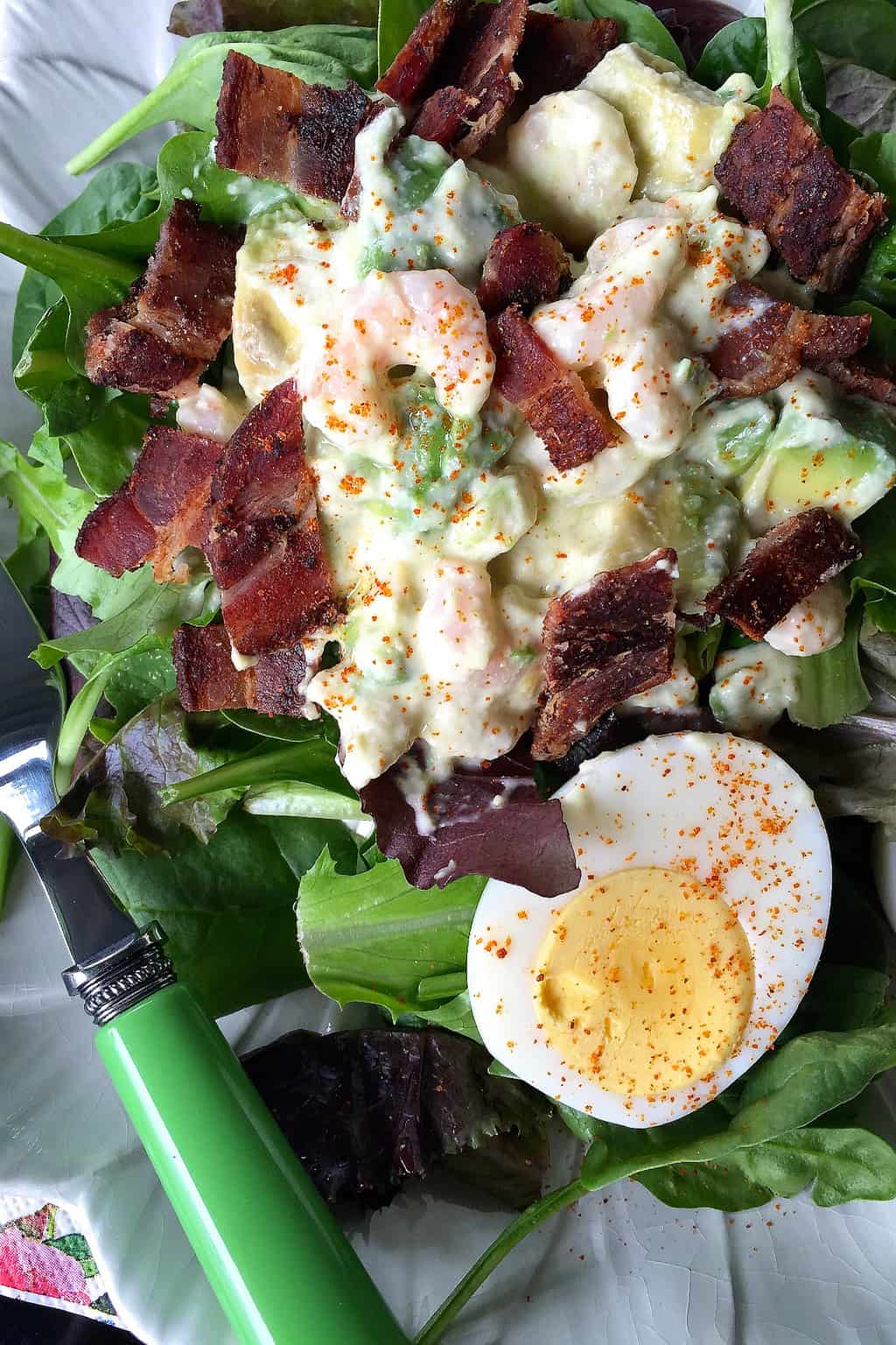 Green Salad with Shrimp and Avocado - Reluctant Entertainer