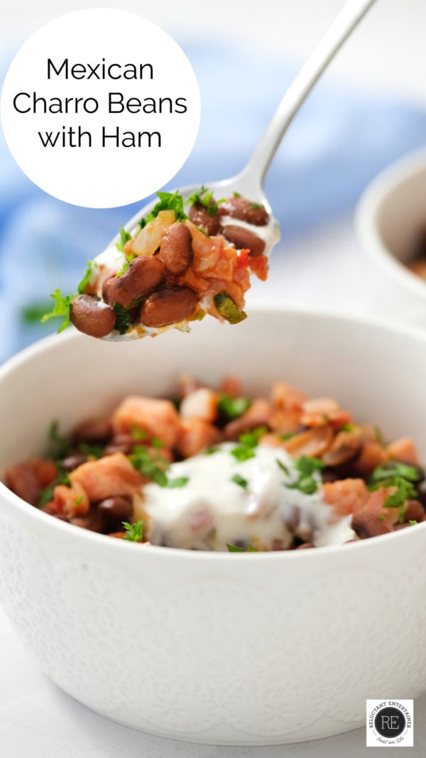 spoonful of Mexican Charro Beans with Ham