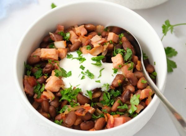 serving of Mexican Charro Beans with Ham