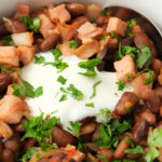 Mexican Charro Beans with Ham with sour cream