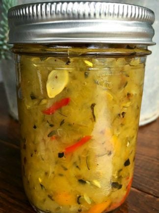 a pint size jar of zucchini relish