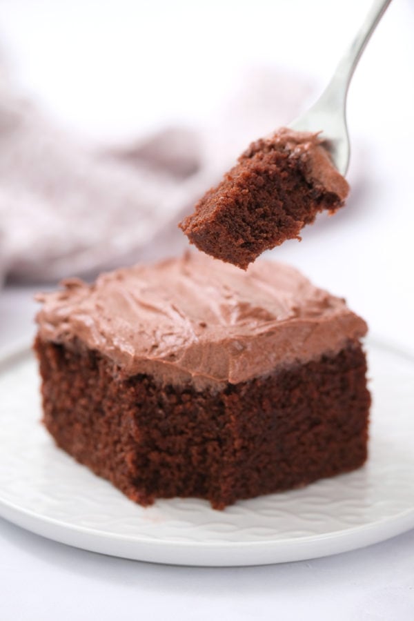 piece of chocolate cake with frosting