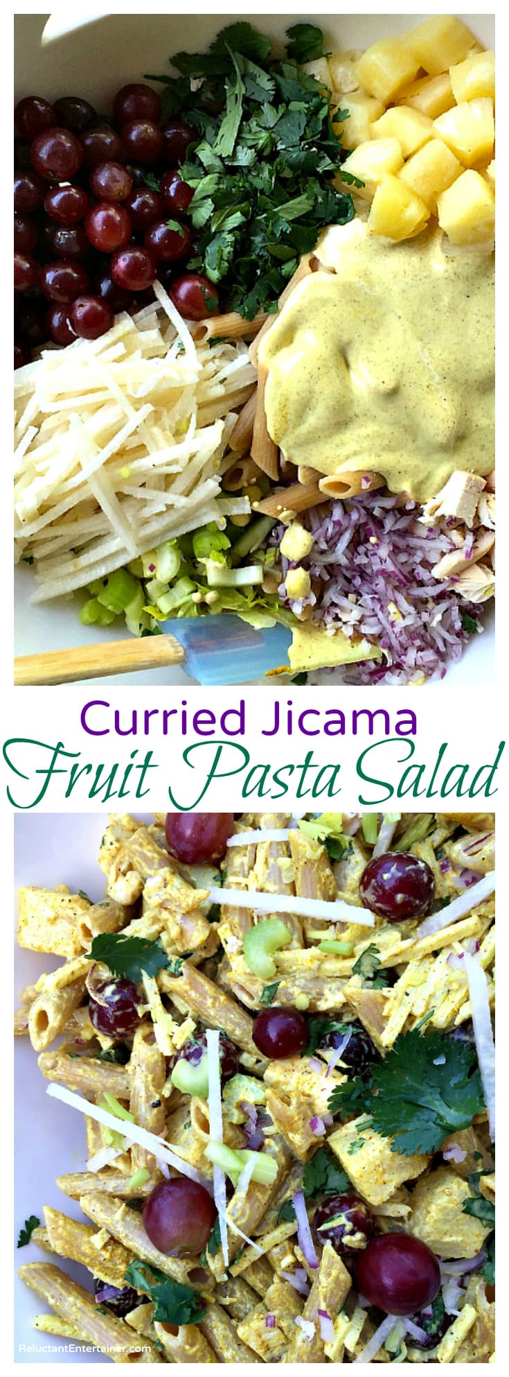 Curried Jicama Fruit Pasta Salad