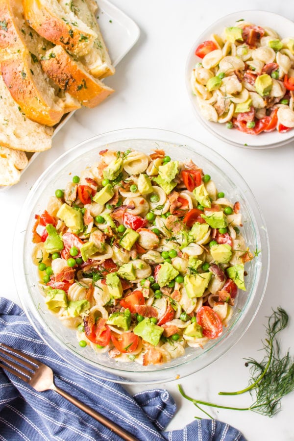 pasta salad with bread