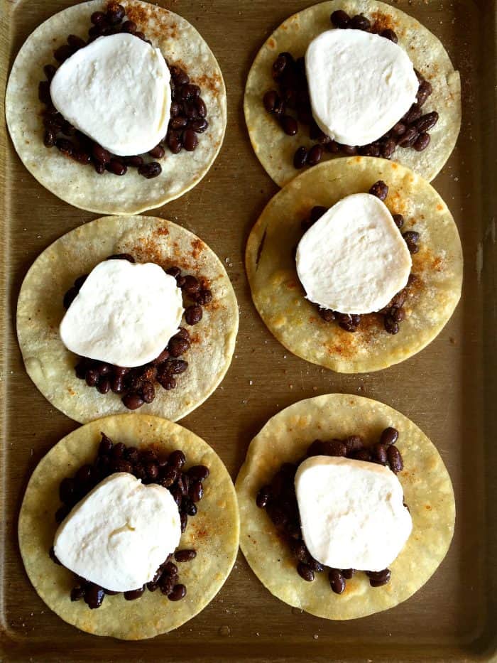 Vegetarian Crunchy Black Bean Mozzarella Tacos