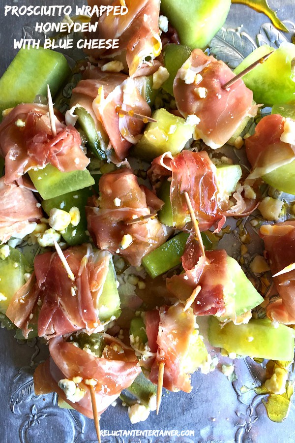 Prosciutto Wrapped Honeydew with Blue Cheese