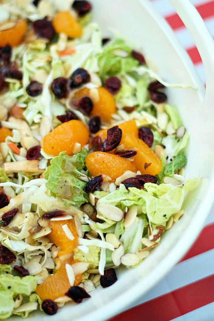 dried cranberries on slaw