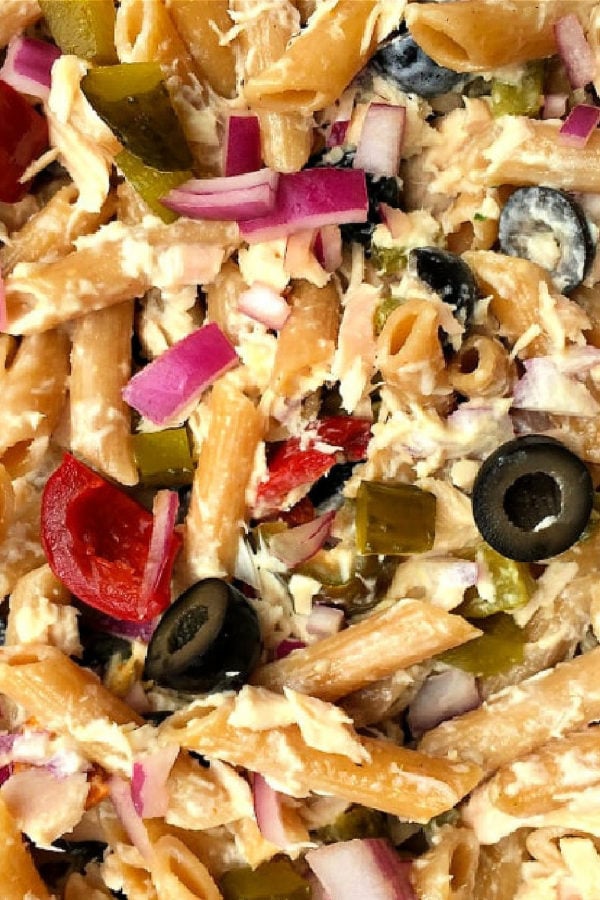 up close tuna pasta salad