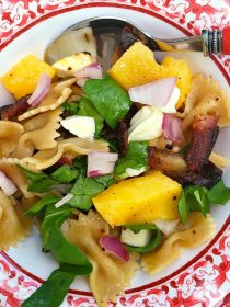 Peach Arugula Pasta Salad