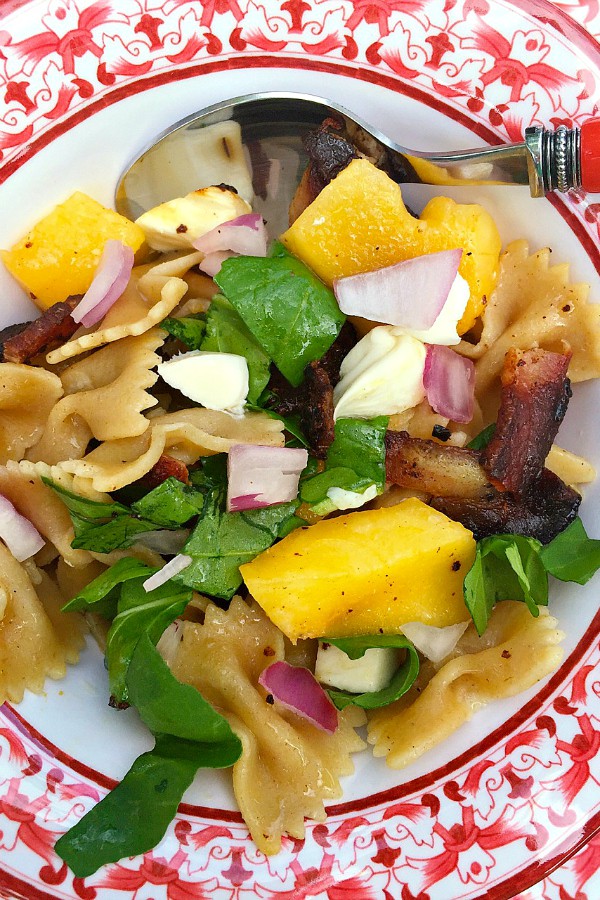 Peach Arugula Pasta Salad