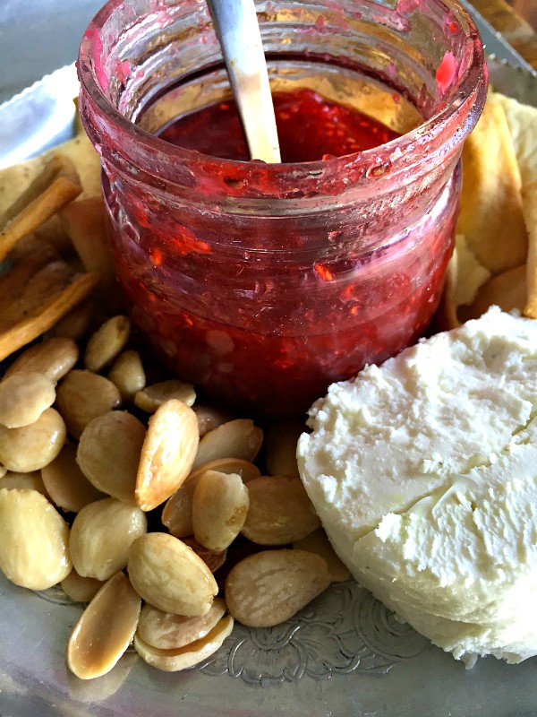 Goat Cheese Marcona Almonds with Raspberry Jam Appetizer