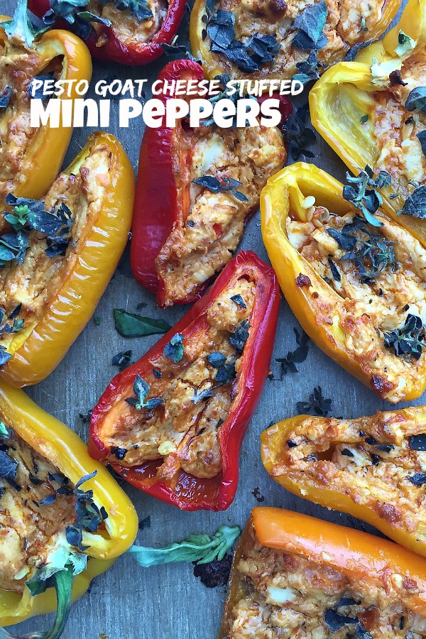 Pesto Goat Cheese Stuffed Mini Peppers | ReluctantEntertainer.com