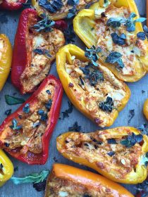 Pesto Goat Cheese Stuffed Mini Peppers | ReluctantEntertainer.com