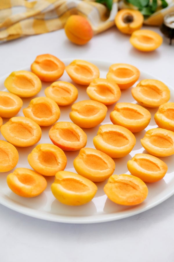 apricot halves on a plate