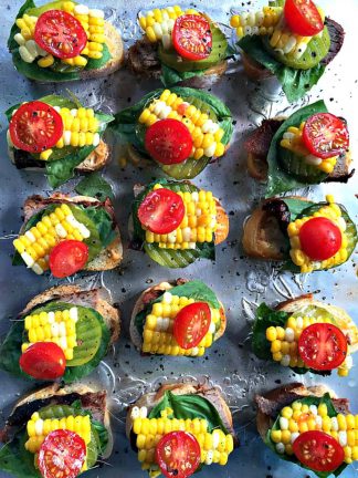 a platter of tri tip crostini