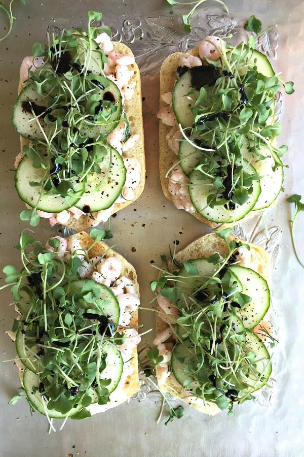Shrimp Cucumber Salad Toasts | ReluctantEntertainer.com