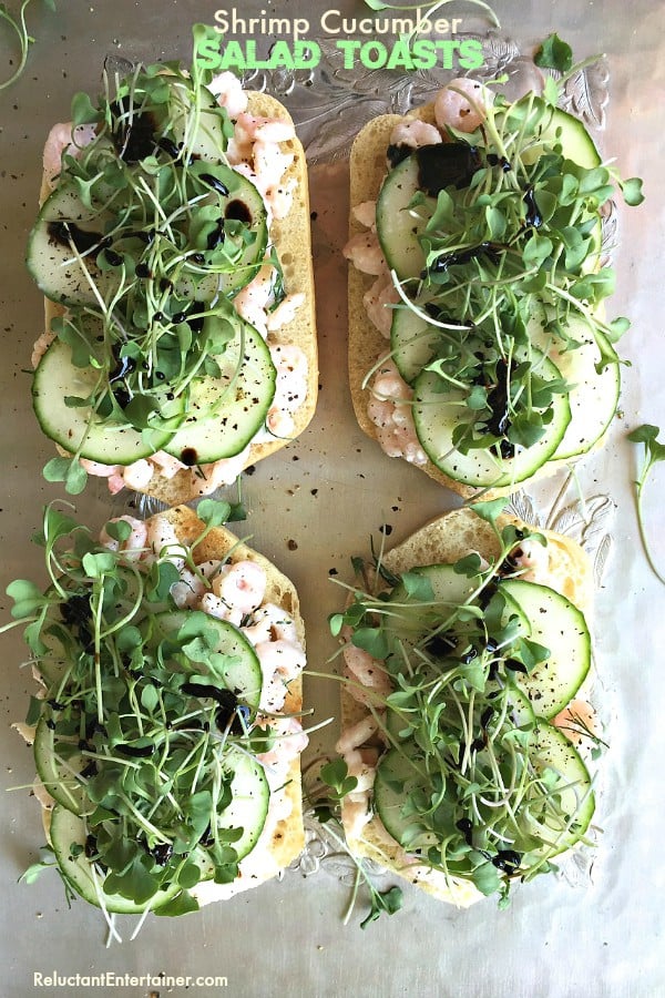 Shrimp Cucumber Salad Toasts | ReluctantEntertainer.com