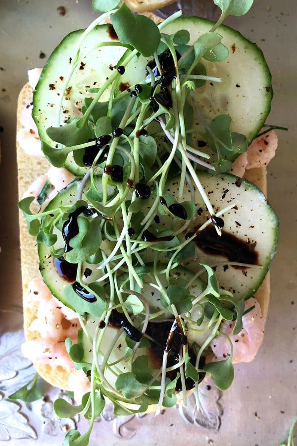 Shrimp Cucumber Salad Toasts | ReluctantEntertainer.com