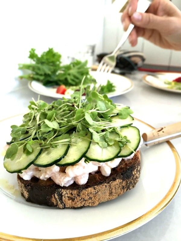 MÅURICE: A Pastry Luncheonette with Shrimp Cucumber Salad Toasts