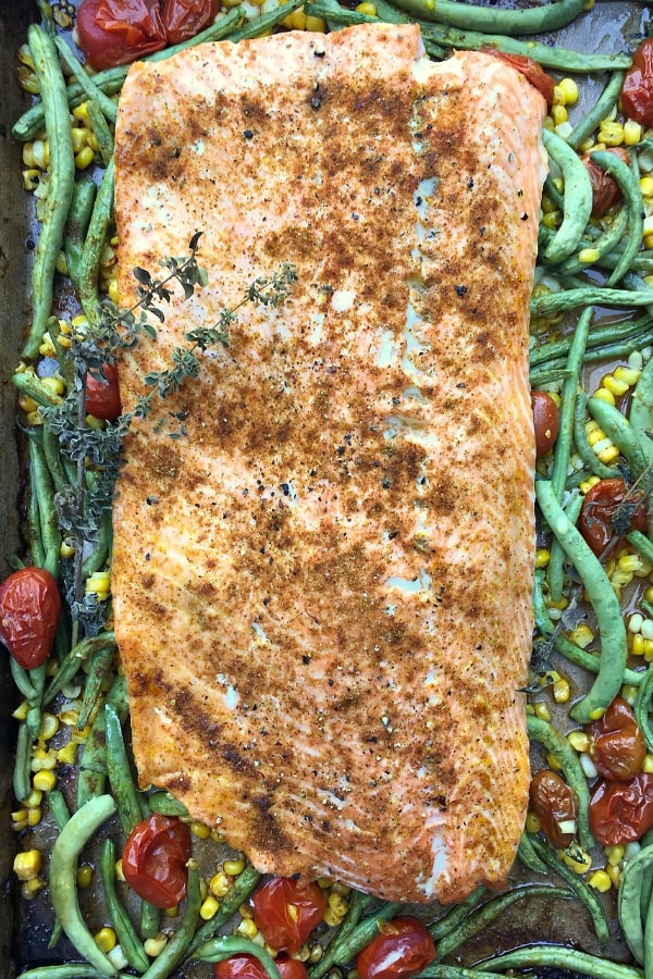 Roasted Salmon & Succotash | ReluctantEntertainer.com