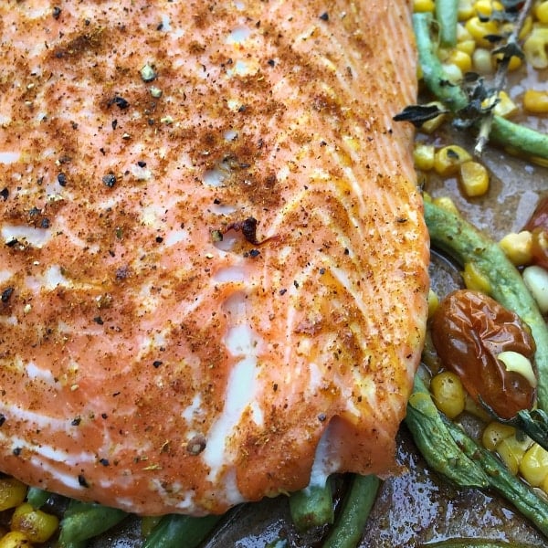 Roasted Salmon & Succotash | ReluctantEntertainer.com