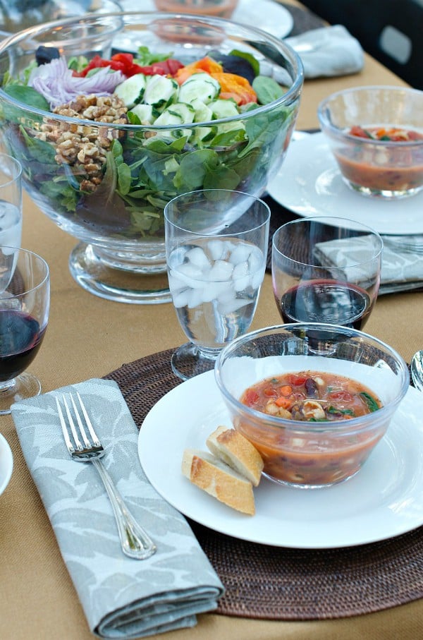 Fall Dinner Party Minestrone Soup Recipe | soup & bread