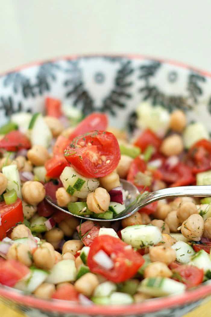 Cucumber and Chickpea Salad with Citrus Reluctant Entertainer