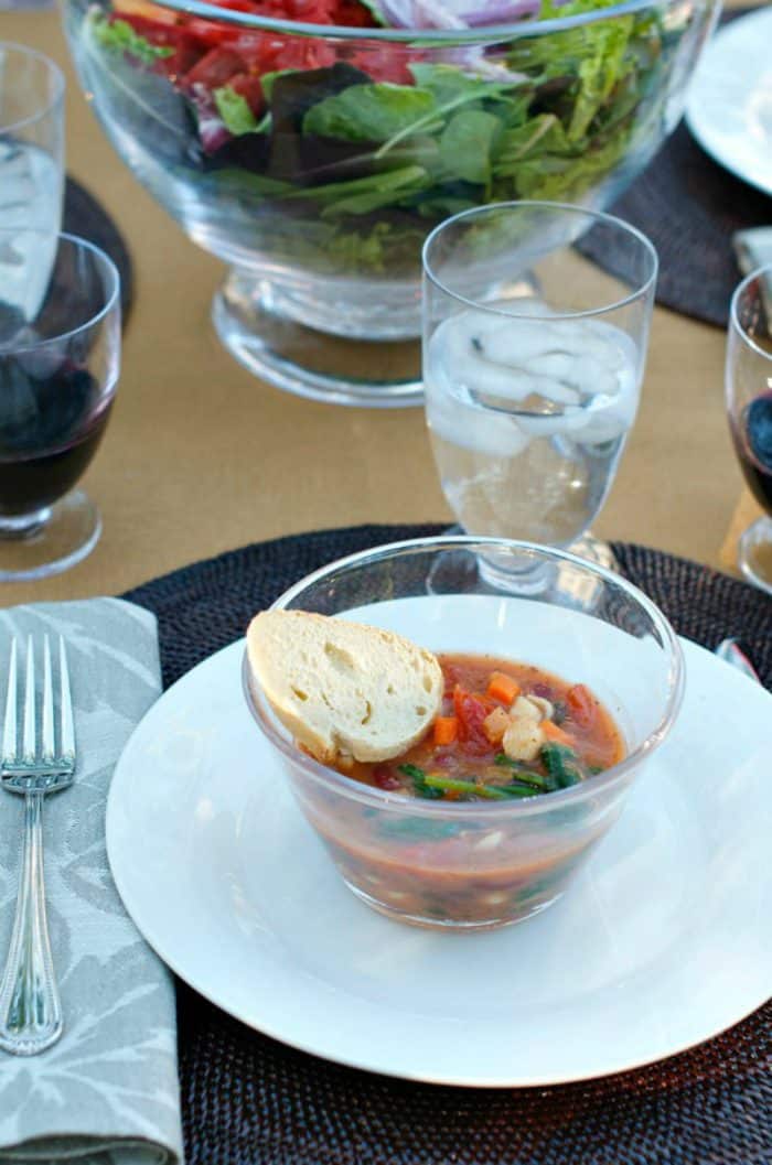 Fall Dinner Party Minestrone Soup Recipe with bread