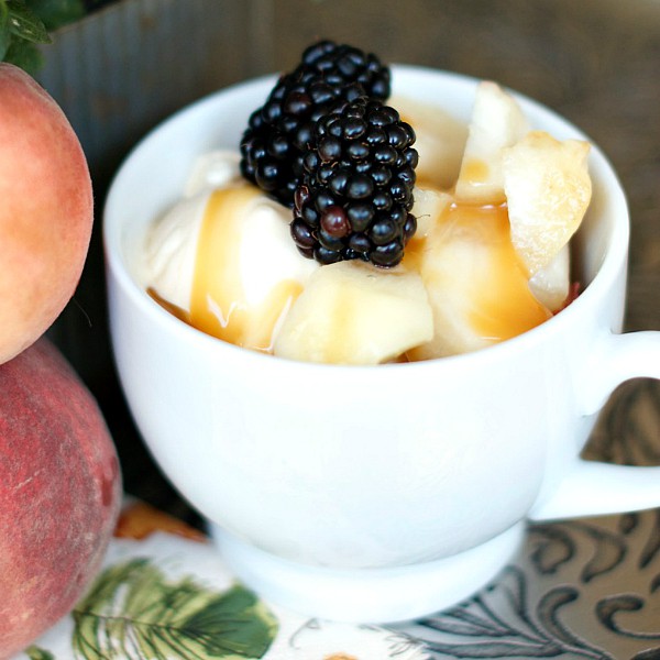 Salted Caramel Peaches and Ice Cream