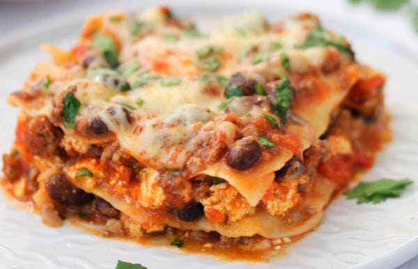 Skillet Mexican Lasagna with black beans