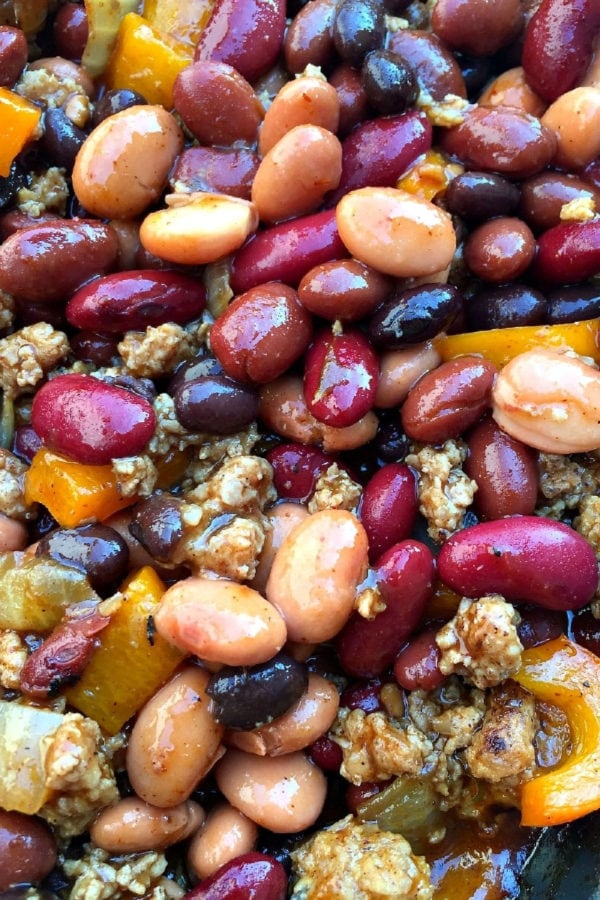 mixed beans with ground turkey