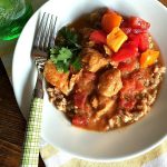 bowl and fork with Crock Pot Chicken Tikka Masala