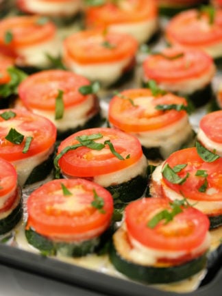 Zucchini Pizza Bites with tomatoes and basil
