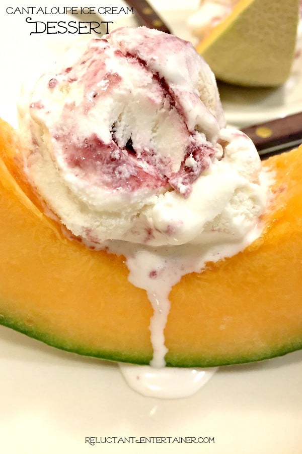 Cantaloupe Ice Cream Dessert | ReluctantEntertainer.com