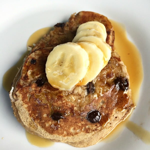 Banana Chocolate Chip Pancake Recipe | ReluctantEntertainer.com