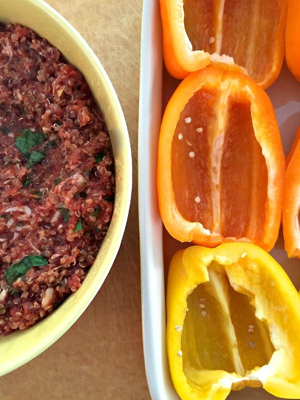 Quinoa-Stuffed Peppers mixture with peppers