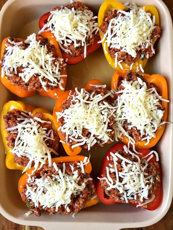 making Quinoa-Stuffed Peppers in 9 x 13