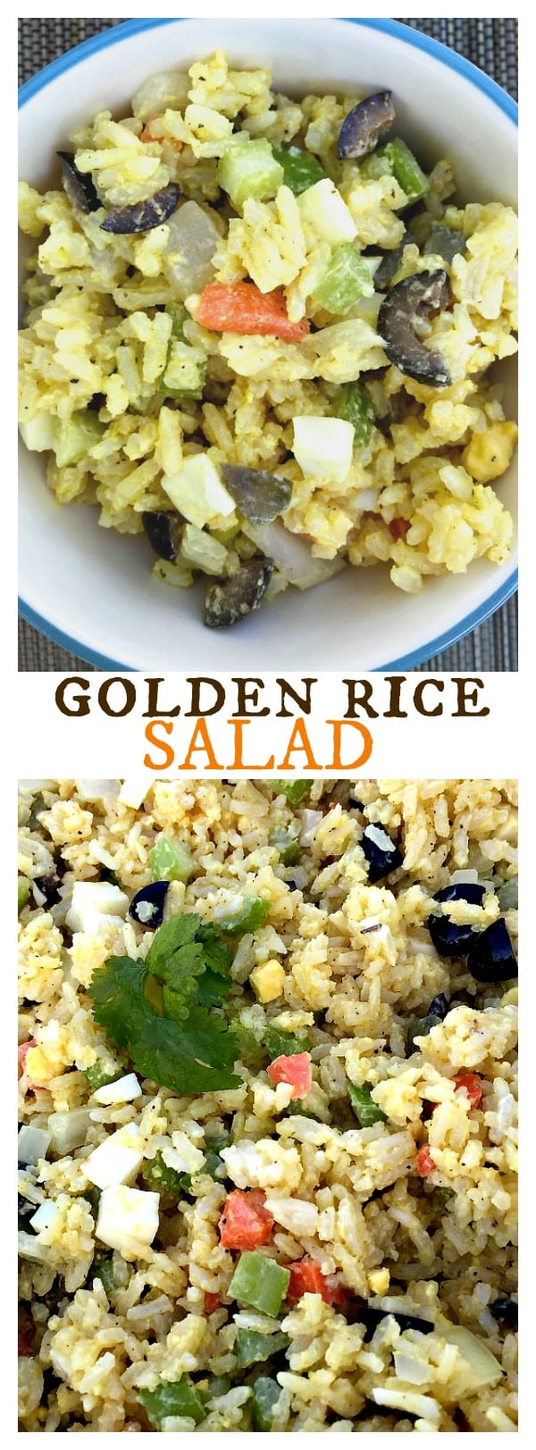 Golden Rice Salad - delicious side or potluck salad with potato salad flavors!