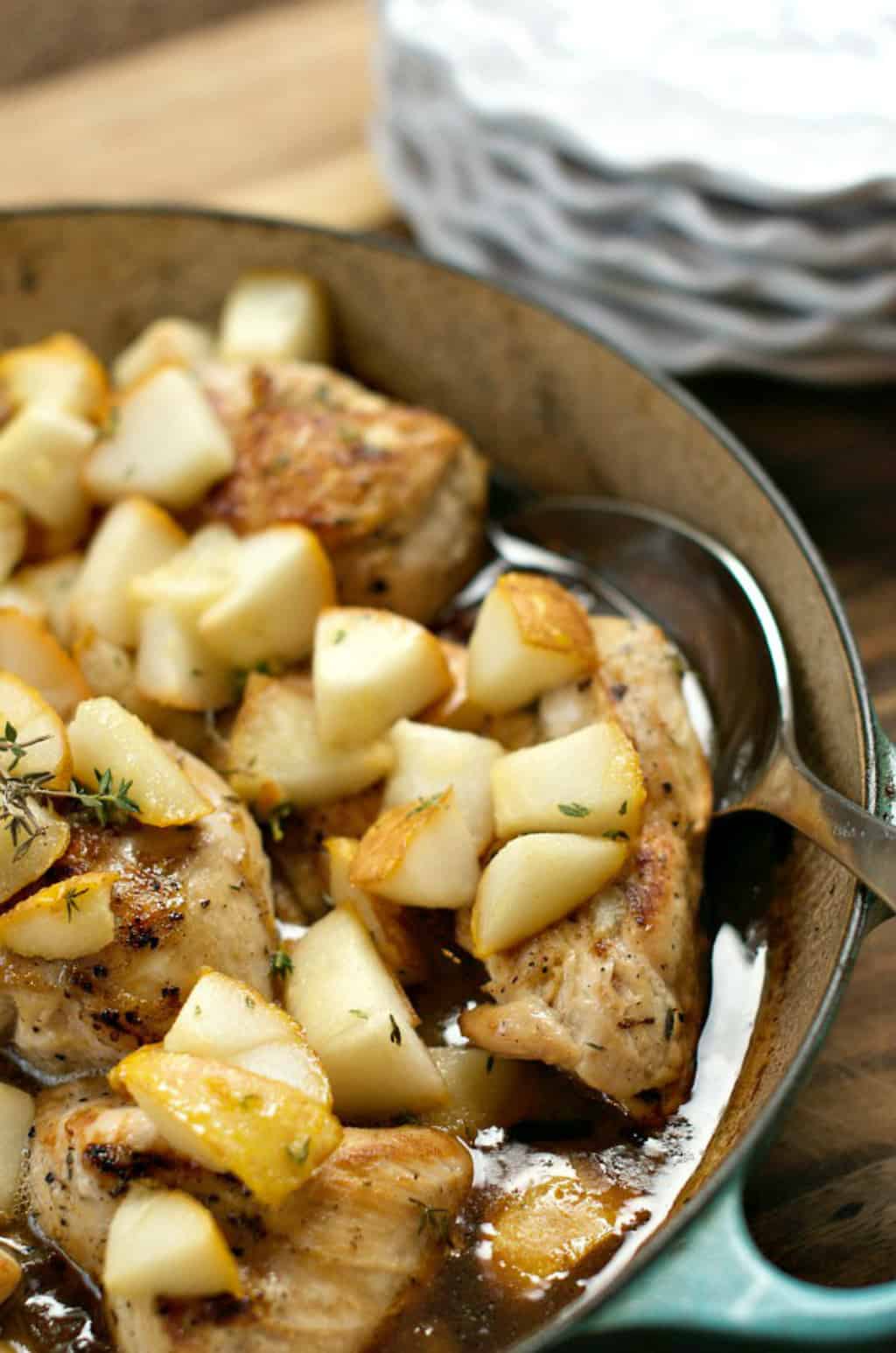 Roasted Chicken with Honey Bacon Pears