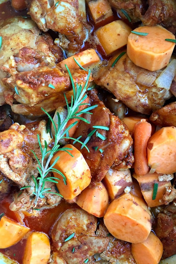 Easy Dinner of Paprika Sweet Potato Chicken Thighs