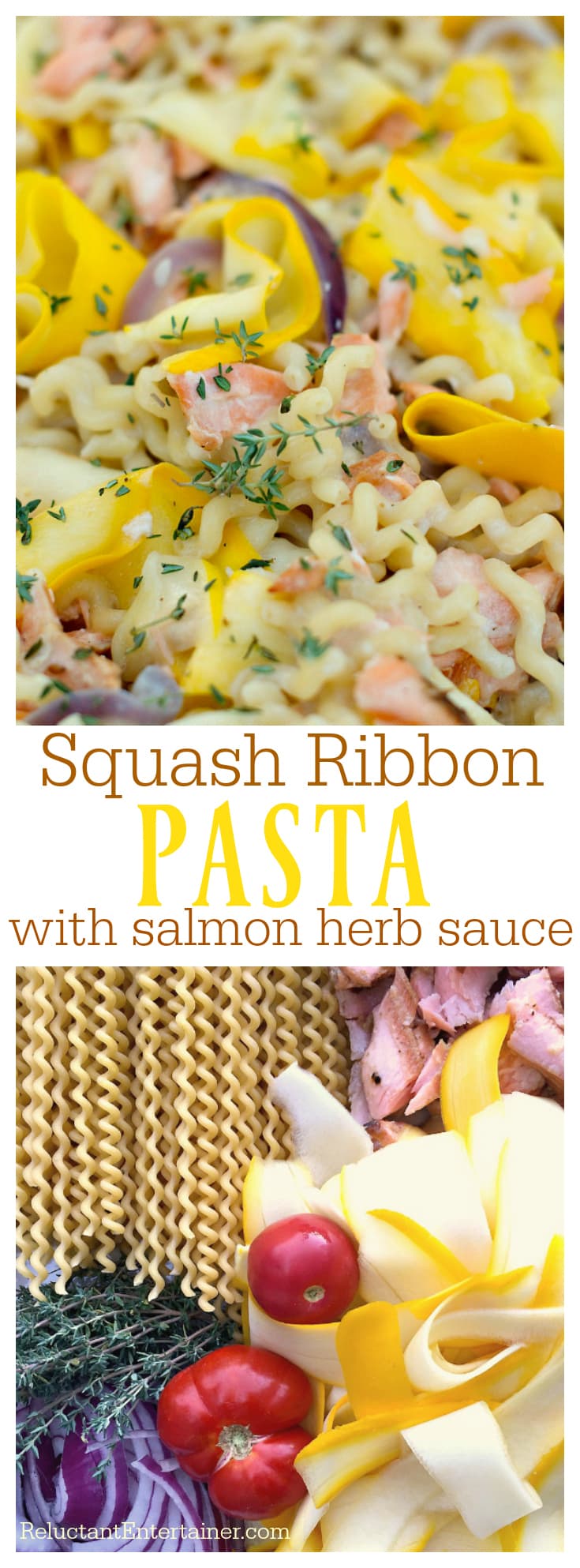 Happy October with Squash Ribbon Pasta with Salmon Herb Cream Sauce