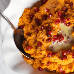 This Easy Mashed Sweet Potatoes recipe is delicious served with a dab of butter, and festive pomegranate seeds sprinkled on top!