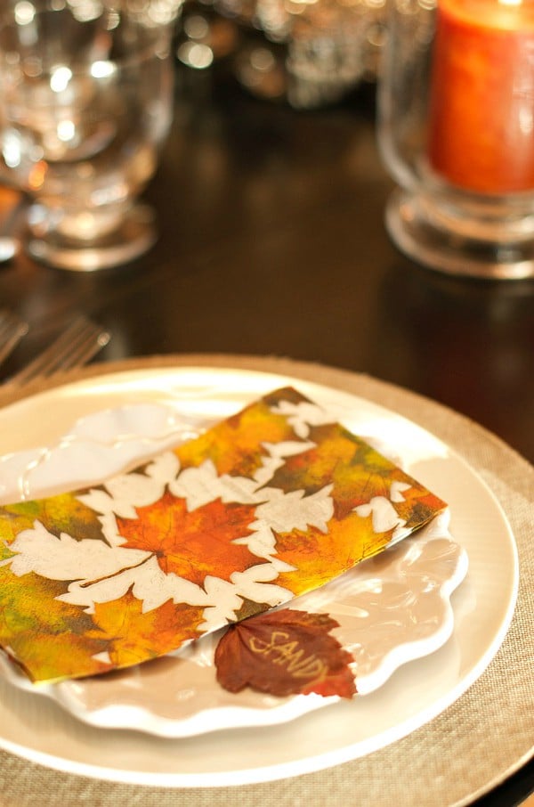 Pressing Leaves for Thanksgiving Place Cards