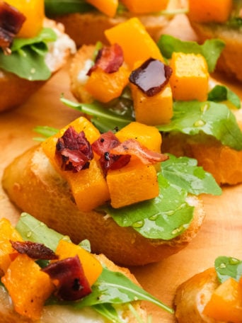 butternut, bacon, arugula crostini