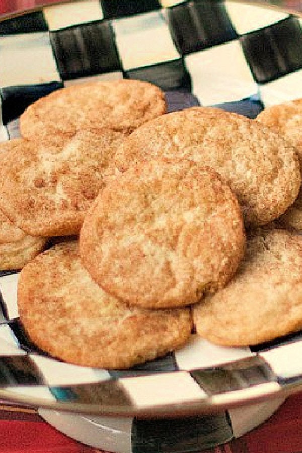 black and white plate of The Best Snickerdoodle Cookies Recipe