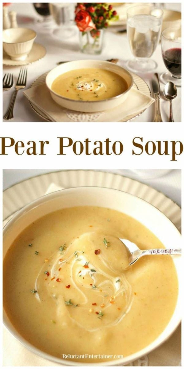 bowl of pear potato soup