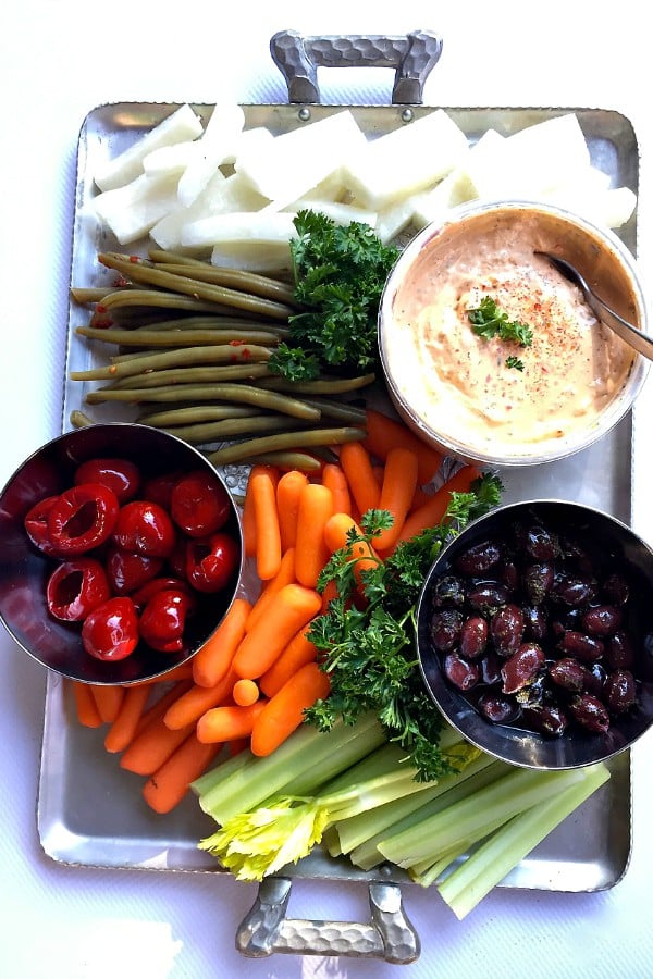 Vegetable Appetizer Platter and Dip for the Holidays