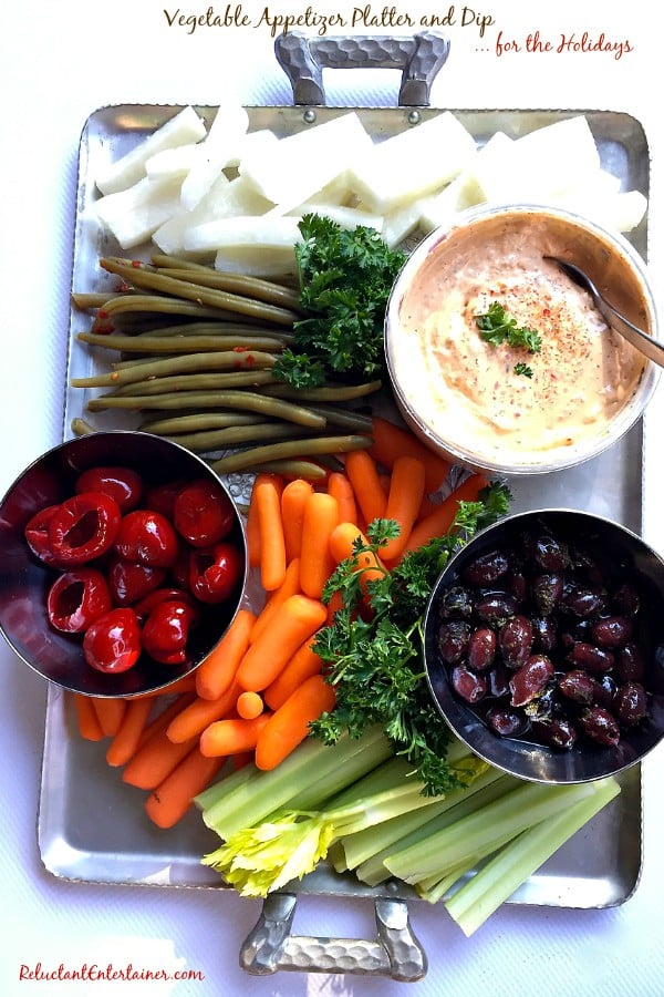 Vegetable Appetizer Platter and Dip for the Holidays