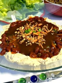 Asian BBQ Bean Dip, a spin on the party "taco dip"