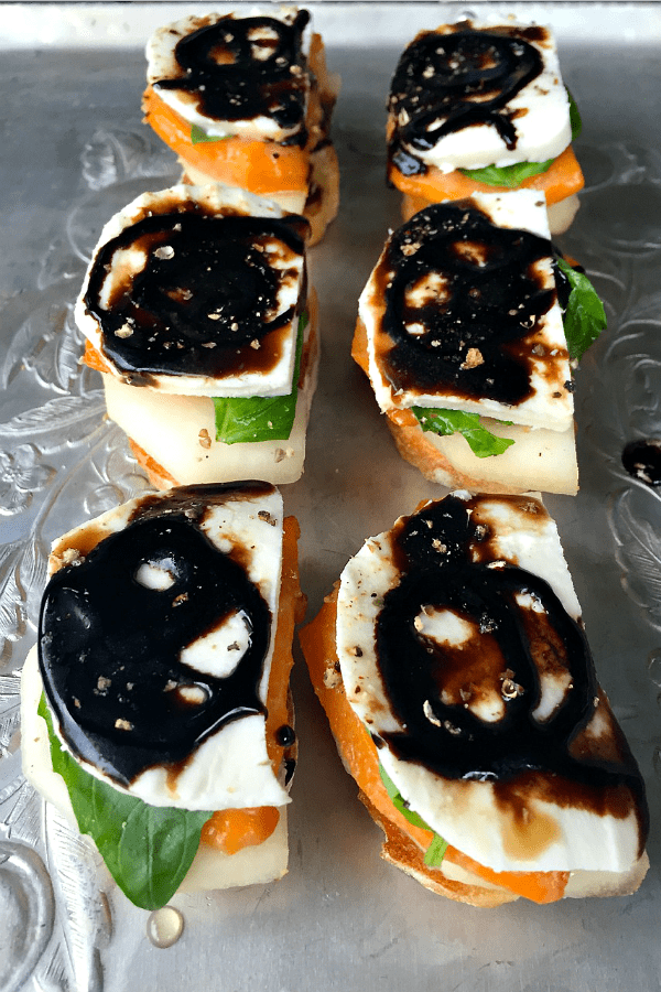 Persimmon Pear Caprese Crostini